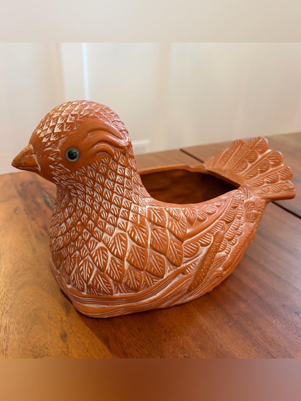 Vintage 1985 Teleflora Terracotta Bird Planter Yard Art Dove Pheasant Pottery